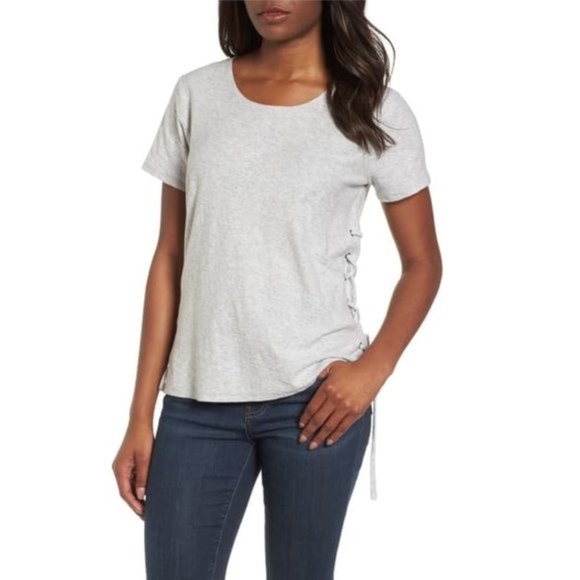Vince Camuto Side Lace-Up Cotton Slub Top - Picture 1 of 3